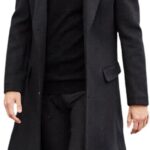 Men's Fall Winter Office Single Breasted Long Dress Wool Coat Overcoat