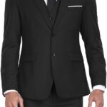 Men Suits 3 Piece Slim Fit Dress Tuxedo for Men Two Button Solid Jacket Vest Pants Set