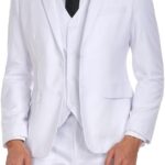 Men Suits 3 Piece Slim Fit Dress Tuxedo for Men Two Button Solid Jacket Vest Pants Set