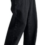 Men's Loose Fit Straight Leg Denim Jeans Baggy Wide Leg Plain Pants Trousers