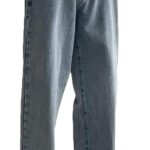 Men's Loose Fit Straight Leg Denim Jeans Baggy Wide Leg Plain Pants Trousers