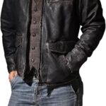 Mens Leather Jacket Black | Real Leather Biker Jacket With Distressed Exterior | Motorcycle Clothing in Vintage Styling