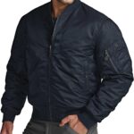 men Casual Bomber Jacket, Outdoor Fall/Winter Zip-Up Windbreaker, Water Resistant Padded MA-1 Flight Jacket with Pocket