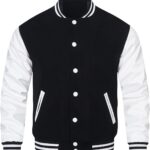 Mens Varsity Jackets Faux Leather Sleeve Letterman Boys College Baseball Jacket