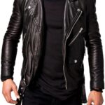 Men's Black REAL Lambskin Leather Biker Jacket VINTAGE GENUINE MOTORCYCLE JACKETS FOR MEN