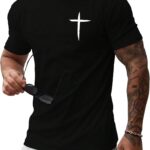 Men's Cross Print Short Sleeve T Shirt Crewneck Tee Shirts