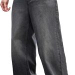 Men's Hip Hop Baggy Jeans Distressed Wide Leg Denim Pants Casual Loose Fit Trousers Streetwear