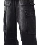 Cargo Pants with Pockets Men Women Baggy Jeans Wide Leg  Loose Jeans Clothes Streetwear Black