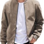 men Casual Varsity Jacket Vintage Lightweight Suede Bomber Jackets