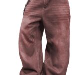 Mens Hip Hop Baggy Jeans Wide Leg Stylish Skater Jeans Casual Loose Fit Denim Pants Streetwear