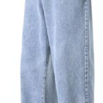 Men's Work Jeans Casual Hip Hop Cargo Solid Color Loose Fit Straight Wide Leg Cotton Denim Pants with Zipper