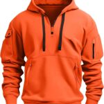 Mens Quarter Zip Pullover Tactical Hoodies Vintage Long Sleeve Casual Fashion Hoodie Fall Winter Sweaters