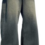 Mens Hip Hop Baggy Jeans Wide Leg Stylish Skater Jeans Casual Loose Fit Denim Pants Streetwear