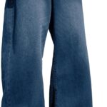 Mens Hip Hop Baggy Jeans Wide Leg Stylish Skater Jeans Casual Loose Fit Denim Pants Streetwear