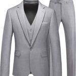 Men Suits 3 Pieces Slim Fit One Button Solid Suit Blazers for Business Wedding Formal Prom Tuxedo Blazer Vest & Pant Set