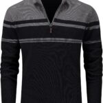 Men's Sweaters 1/4 Zip Cotton Sweater Pullover  Sweaters Striped Fall Winter Warm Sweatshirts