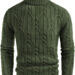 Men Turtleneck Sweater Long Sleeve Cable Knit Sweaters Slim Fit Mock Neck Twisted Pullover