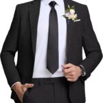 Men Casual Suits Classic Fit 2 Piece Suit One Button Lightweight Blazer Jacket Pants Set for Business Prom Wedding