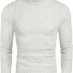 Men's Slim Fit Turtleneck Sweater Casual Knitted Twisted Pullover Solid Sweaters