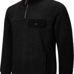 Men's Quilted Sweatshirt Casual Long Sve Outdoor Stand Collar Quarter-Zip Pullover Sweatshirts